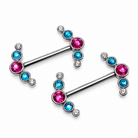 Internally Threaded CZ Nipple Cluster 14g, 14mm titanium