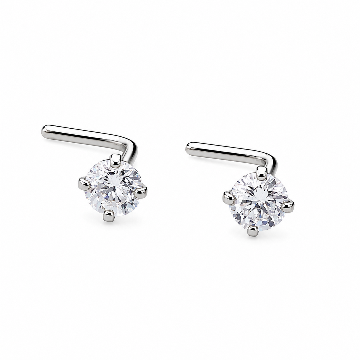 Set of 2 CZ Nose L-Curves 20g