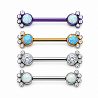 Cute Paw Push Fit Threadless Titanium Nipple  14g