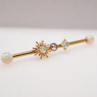 Gold 14g implant titanium Opal Sunburst Industrial ear piercing