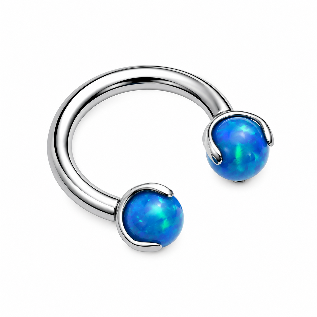 Opal Claw Implant Titanium Horseshoe Ring 14g