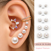 Implant Titanium Pearl Earrings 20g Pair