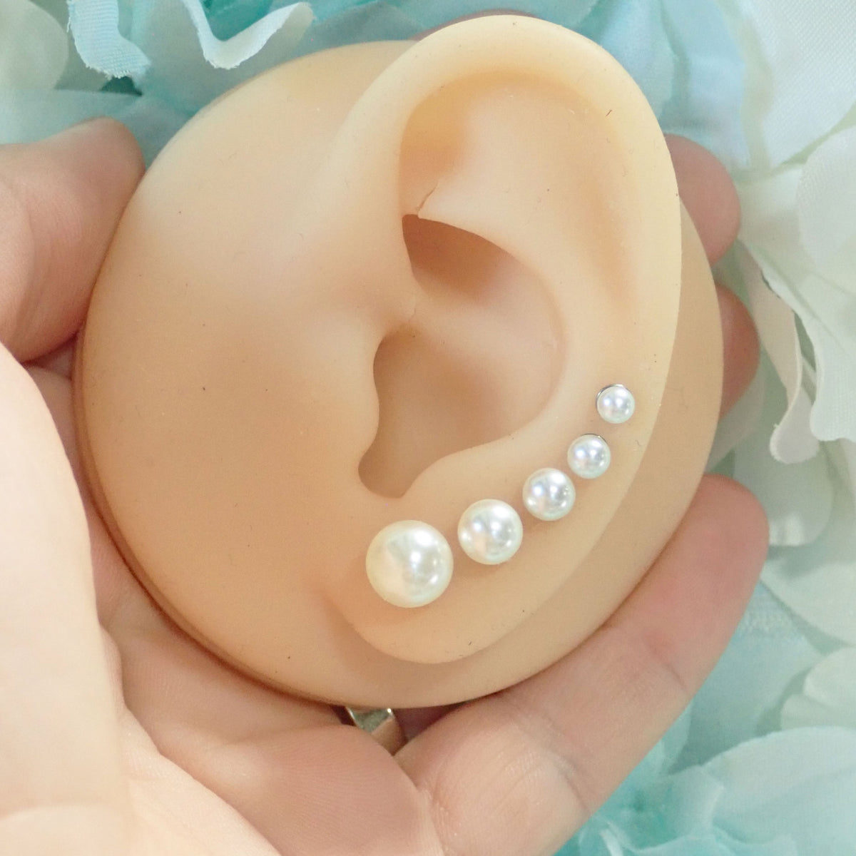 Implant Titanium Pearl Earrings 20g Pair