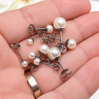 Implant Titanium Pearl Earrings 20g Pair