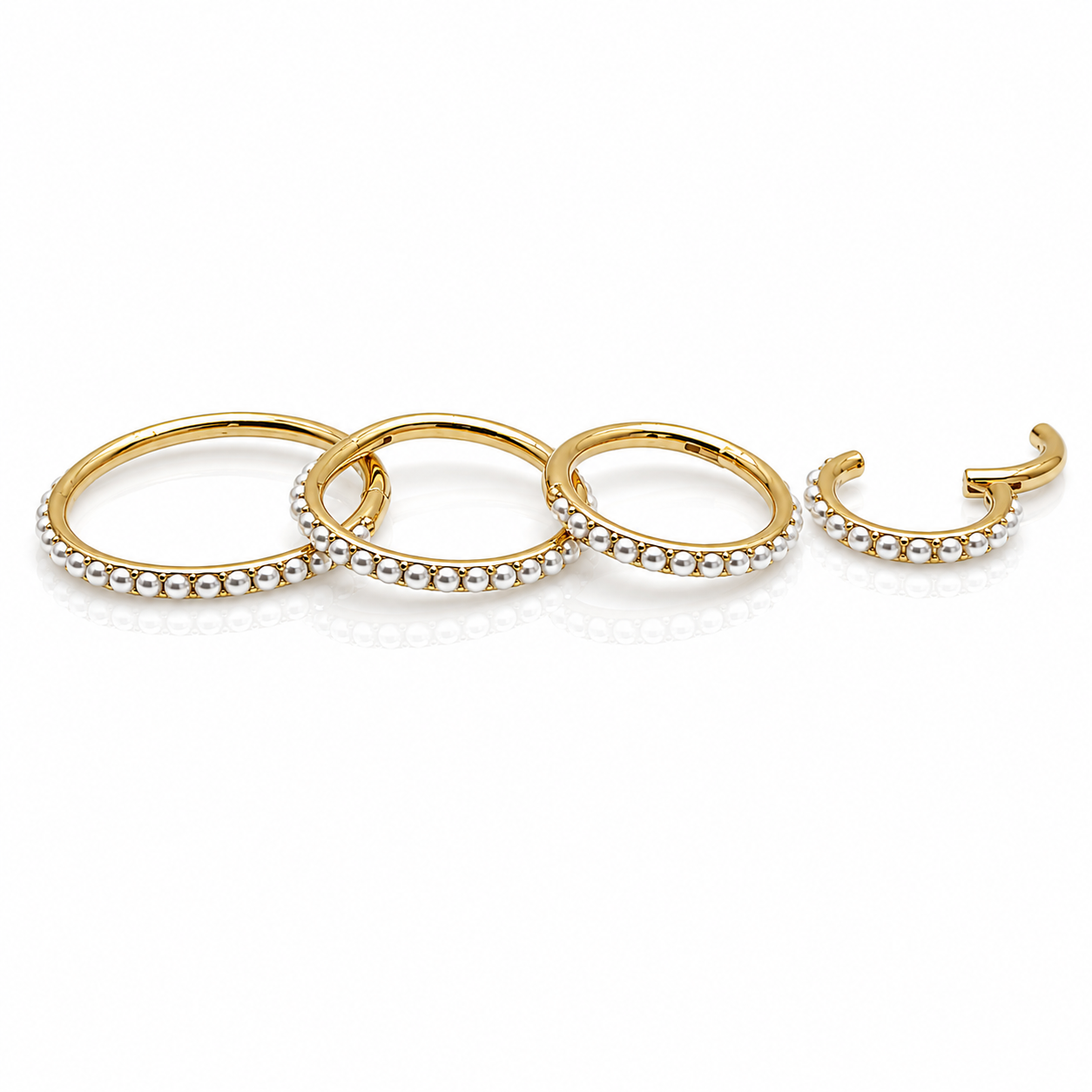 Pearl PVD Titanium Hinged Clicker Ring 16g