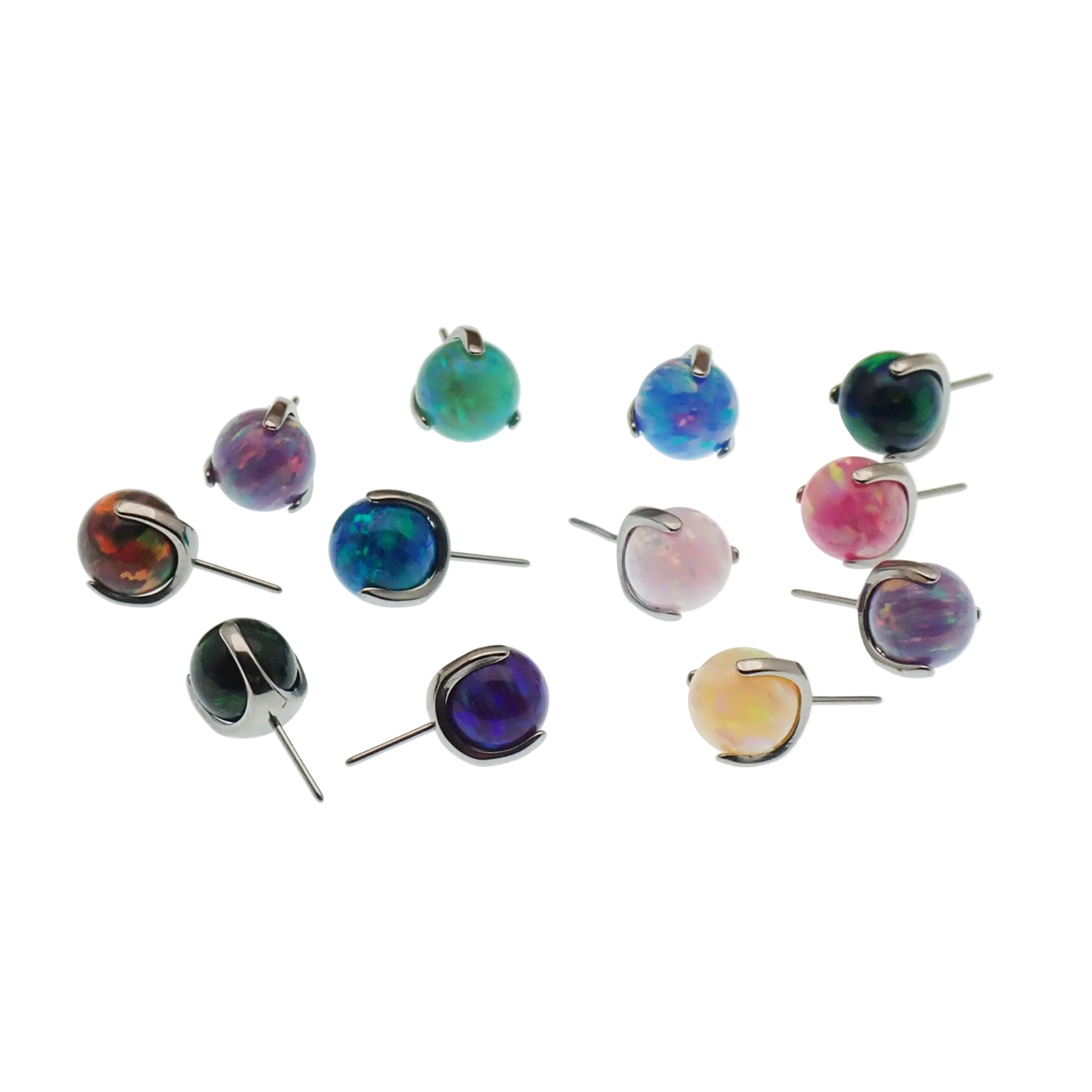 Body Clickers 5mm push fit threadless opal ball attachment with claw design for body jewelry.