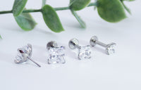 Princess Cut CZ titanium Threadless flatback