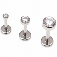Clear CZ Titanium Push Fit Flat Back 14g, 16g, 18g, 20g