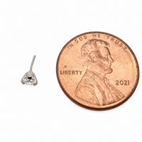 Pair of Titanium Clear CZ Gem Flat Back Push Fit 14g, 16g, 18g, 20g