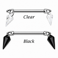 Push Fit Dangle CZ Titanium Nipple Bar 12g, 16g, 14g