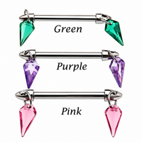 Push Fit Dangle CZ Titanium Nipple Bar 12g, 16g, 14g