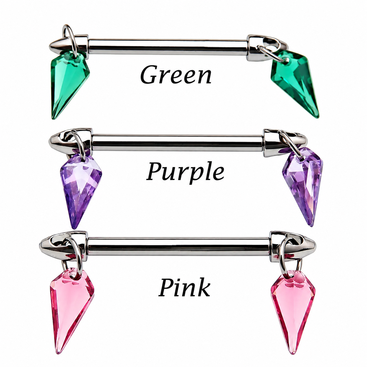 Push Fit Dangle CZ Titanium Nipple Bar 12g, 16g, 14g