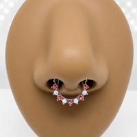 Pink CZ & Opal Lined Clicker 16g