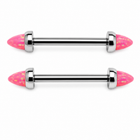 Pink Opal Cone Implant Titanium Nipple Bar 14g, 12g