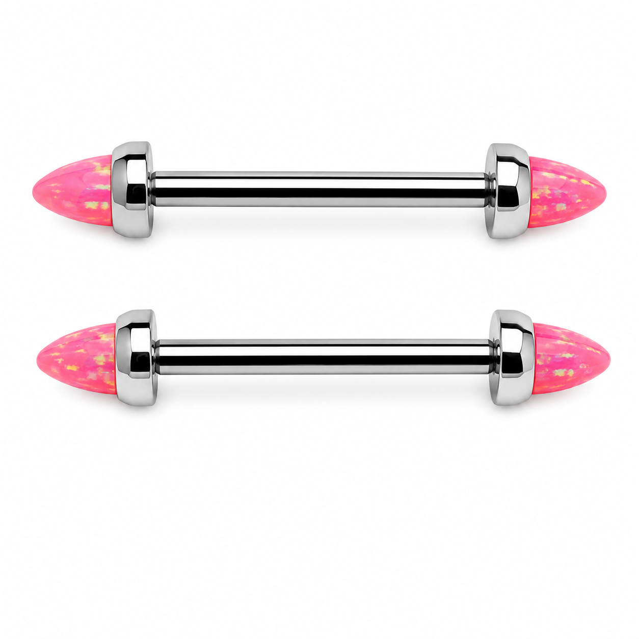 Pink Opal Cone Implant Titanium Nipple Bar 14g, 12g