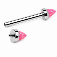 Pink Opal Cone Implant Titanium Nipple Bar 14g, 12g
