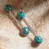 5mm Galaxy Green fire opals Titanium Nipple Ring 14g & 12g
