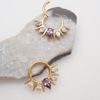 Implant Grade Titanium Clear & Purple CZ Clicker- 16g 8mm