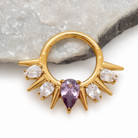Implant Grade Titanium Clear & Purple CZ Clicker- 16g 8mm