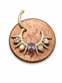 Implant Grade Titanium Clear & Purple CZ Clicker- 16g 8mm