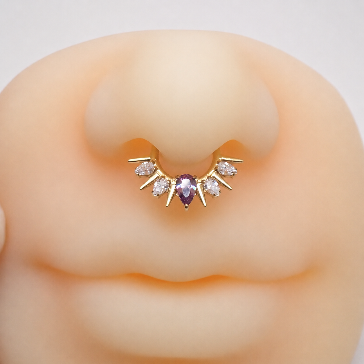 Implant Grade Titanium Clear & Purple CZ Clicker- 16g 8mm