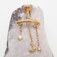 Implant Grade Titanium Dangle Moon Hidden Helix Push-Fit Flatback Piercing