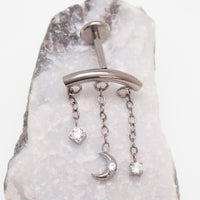 Implant Grade Titanium Dangle Moon Hidden Helix Push-Fit Flatback Piercing