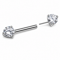 Push Fit Threadless Nipple Bar CZ ,12g,14g, 16g,