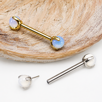 Opalite Moonstone Push Fit Titanium Nipple Piercing 16g, 14g