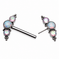 Beaded CZ Forest White Opal Push Fit 14g
