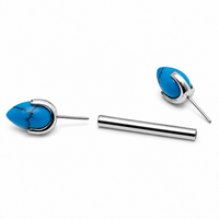 Push Fit Titanium Nipple Turquoise Piercing 16g,14g,12g