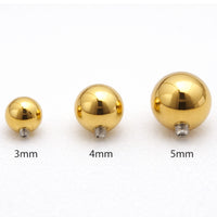 Titanium PVD Gold Internally Threaded Ball Attachments 16g, 14g- 1 Ball Only
