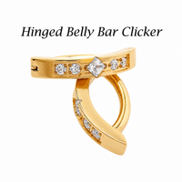 CZ PVD Gold Clicker Belly Bar 14g 10mm