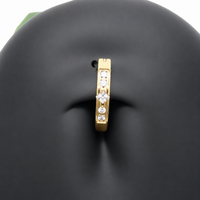 CZ PVD Gold Clicker Belly Bar 14g 10mm