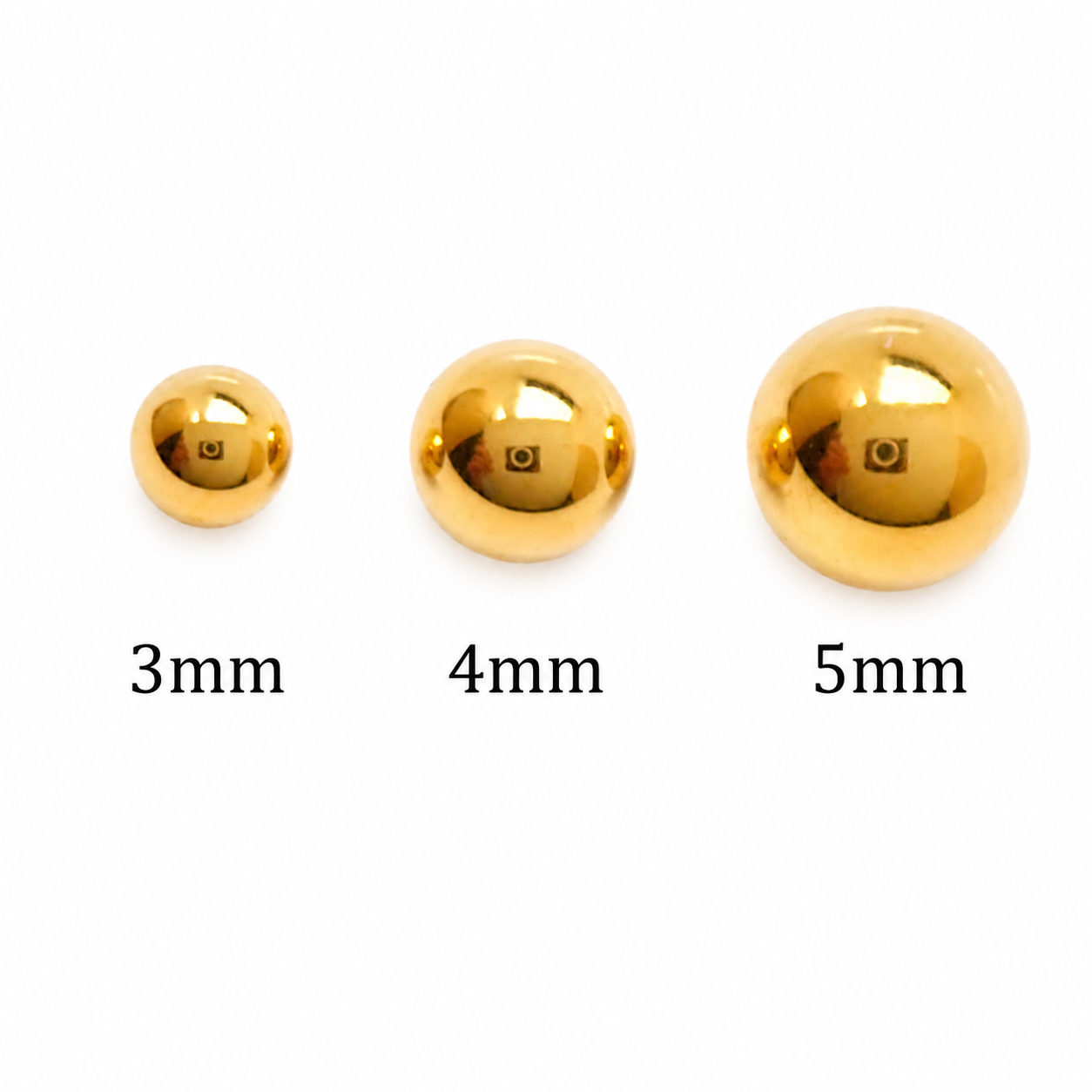 24Kt gold PVD titanium threadless ball top for body jewelry, flat back design by Body Clickers.
