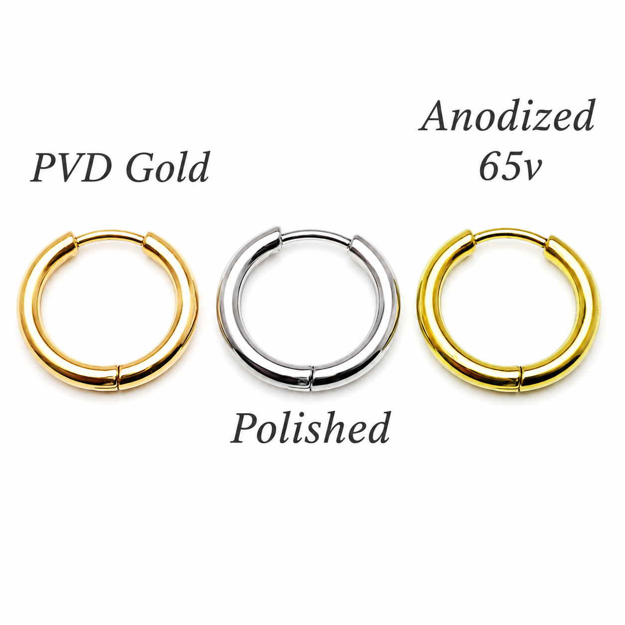 Implant Titanium Hoop Earrings- 20g, 8mm or 10mm- Sold in Pairs