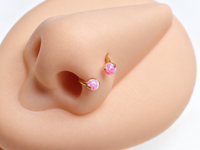 16G 8MM Gold Titanium Fire Opal Horseshoe ear/nose piercing