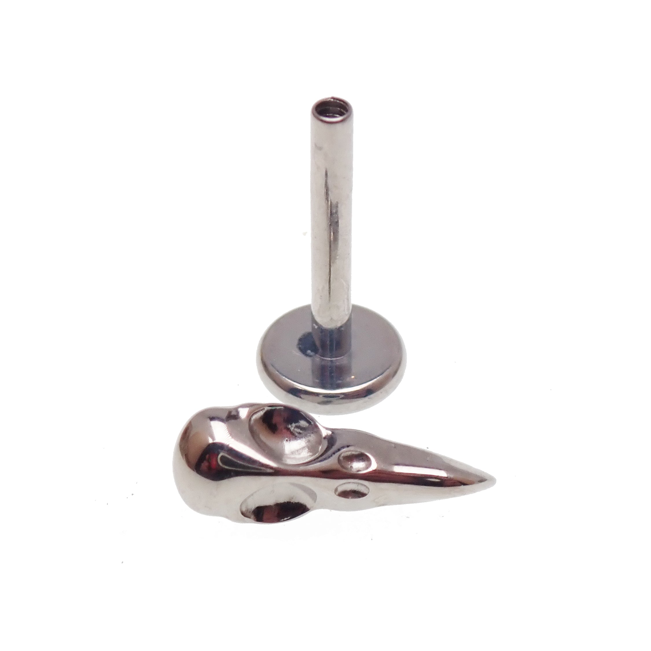 Raven Skull Titanium Flatback Piercing: Internally Threaded (18g, 16g, 14g)