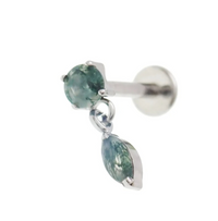 Titanium Push-Fit drop  Piercing Moss Agate |