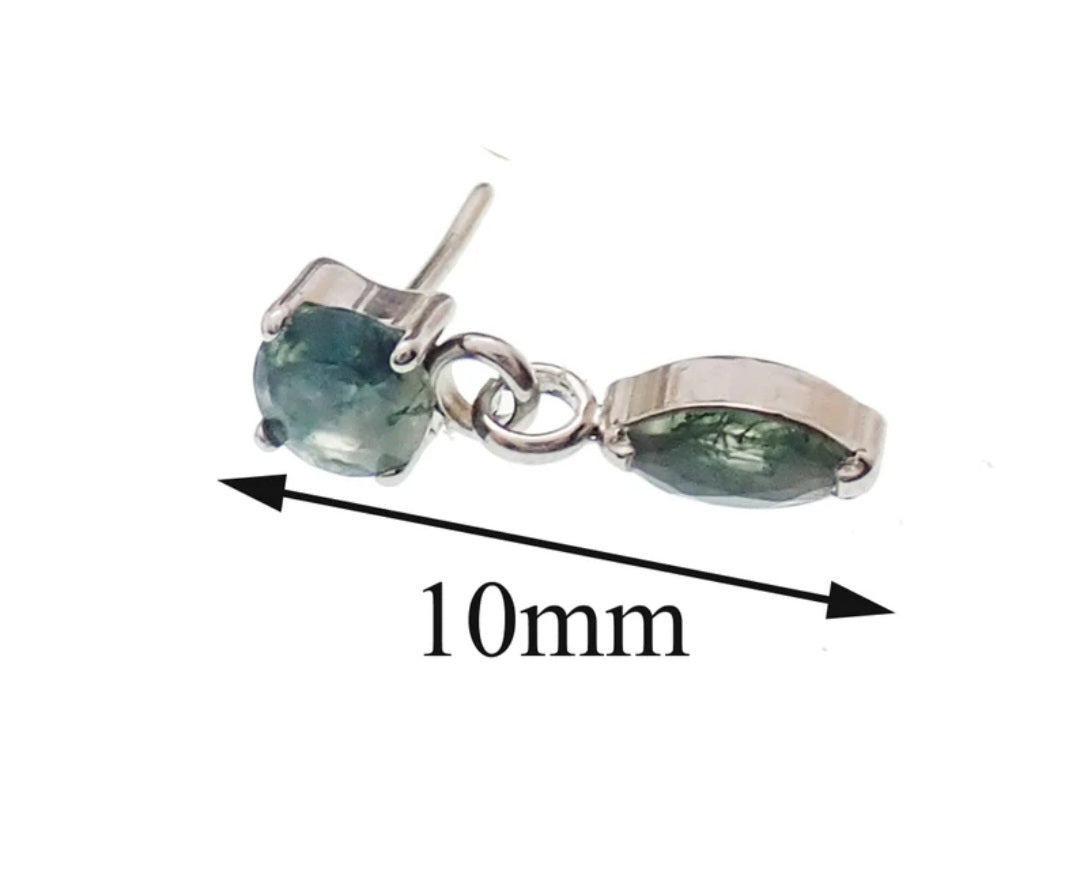 Titanium Push-Fit drop  Piercing Moss Agate |