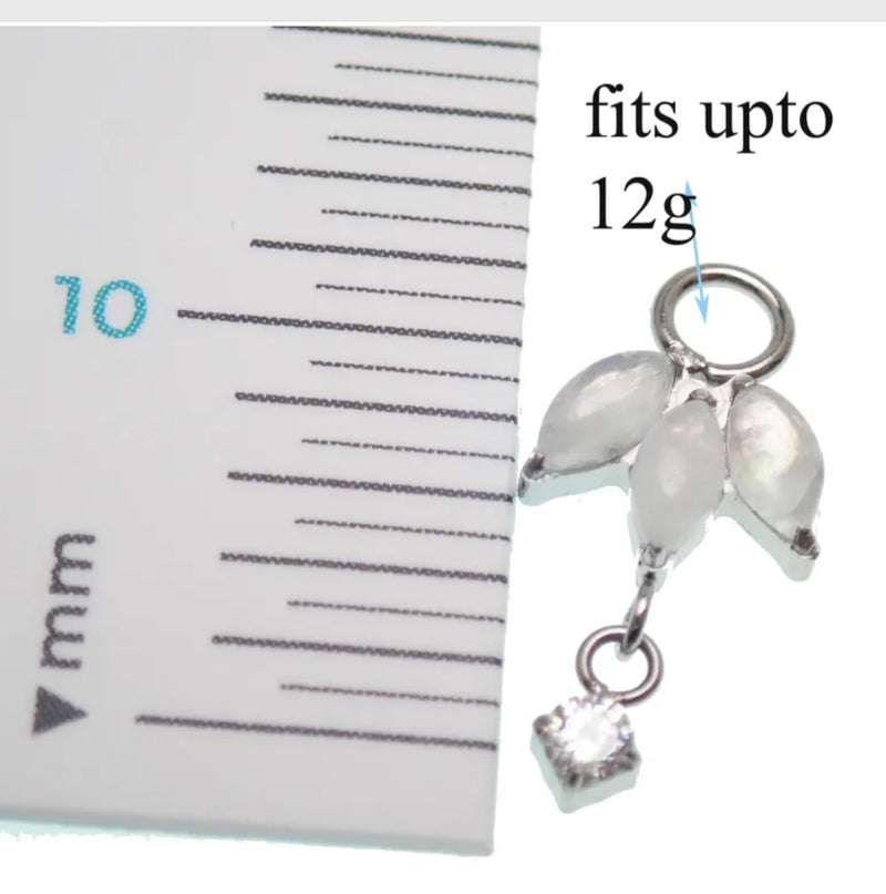 Titanium Implant Charm: Moss Agate or Moonstone, Fits 12g (Sold Separately)