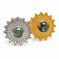 Implant Grade Titanium Moss Agate Push-Fit Flatback Piercing