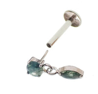 Titanium Push-Fit drop  Piercing Moss Agate |