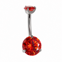 Red Ruby CZ belly ring by Body Clickers Body Jewelry featuring prong-set cubic zirconia in a 14g body jewelry style
