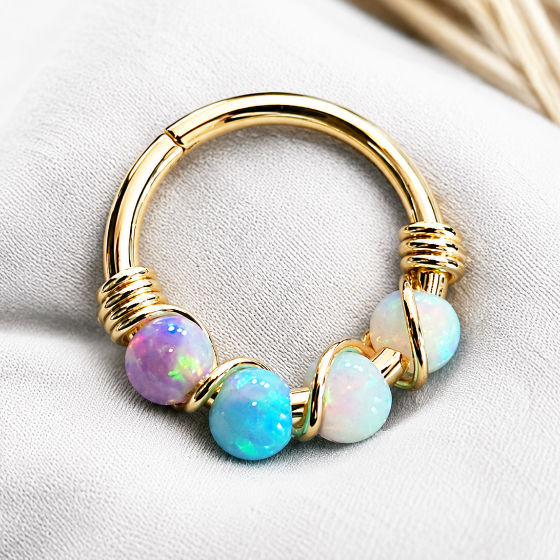 Sterling Silver Fire Opal Nose/ Ear hoop 8mm