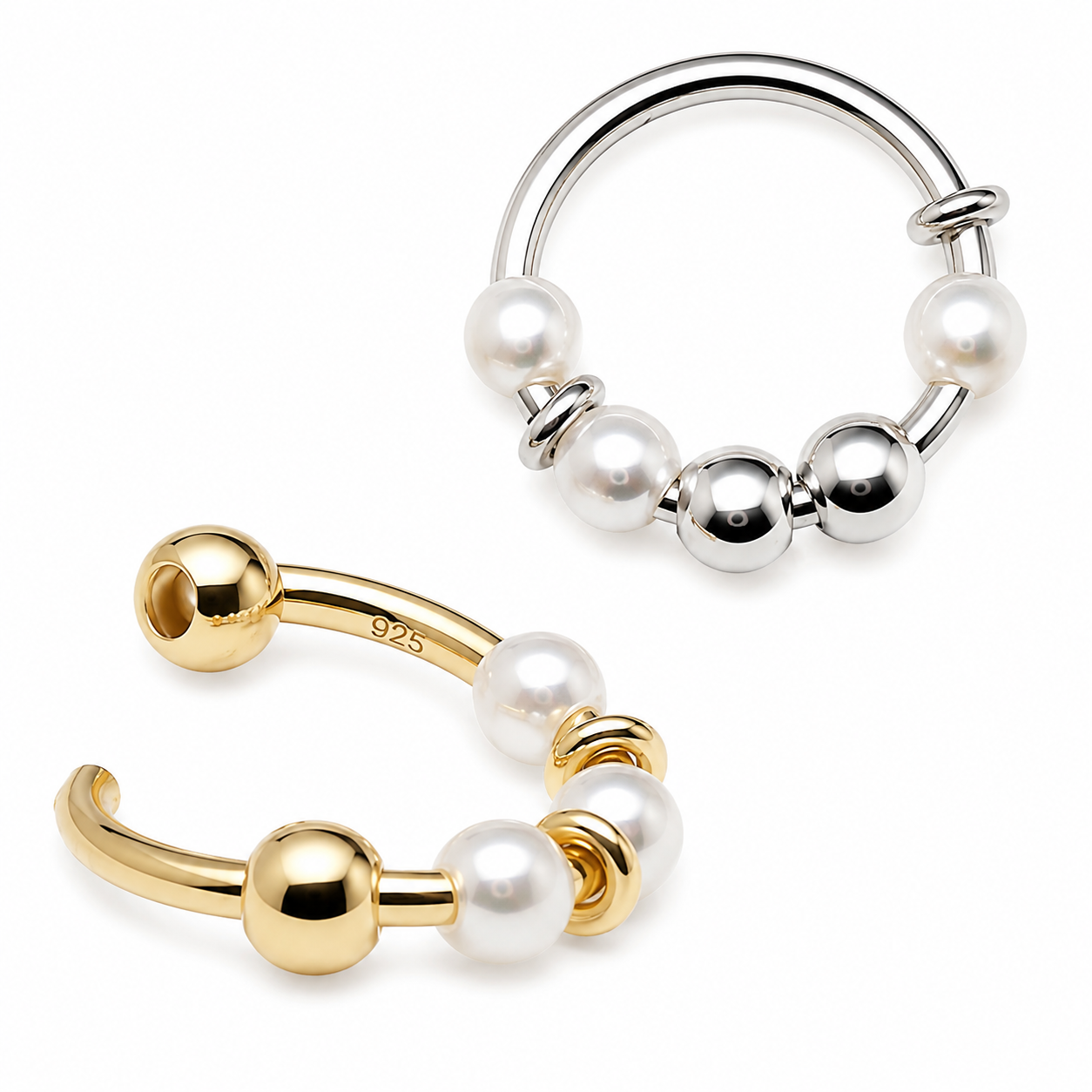 Sterling Silver pearl  Hoop 18g 8mm
