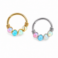 Sterling Silver Fire Opal Nose/ Ear hoop 8mm