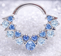 Blue CZ 16G Daith/Septum Implant Titanium Clicker