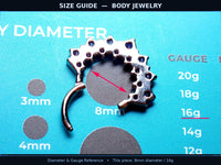 Green CZ 16G Daith/Septum Implant Titanium Clicker