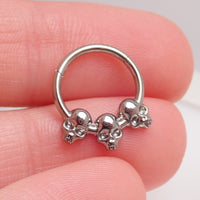 Implant Titanium Skull Hinged Clicker 16g, Daith, Septum, Helix